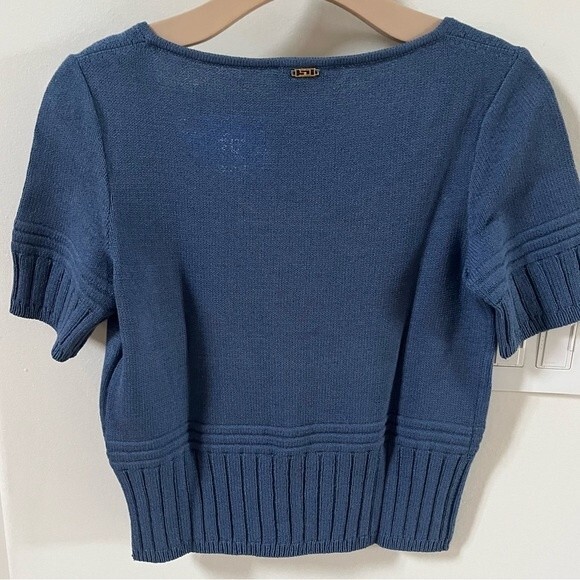 St.John Sport By Marie Gray Santana Knit Ribbed Short Sleeve Top in Blue S NWOT - Picture 12 of 12